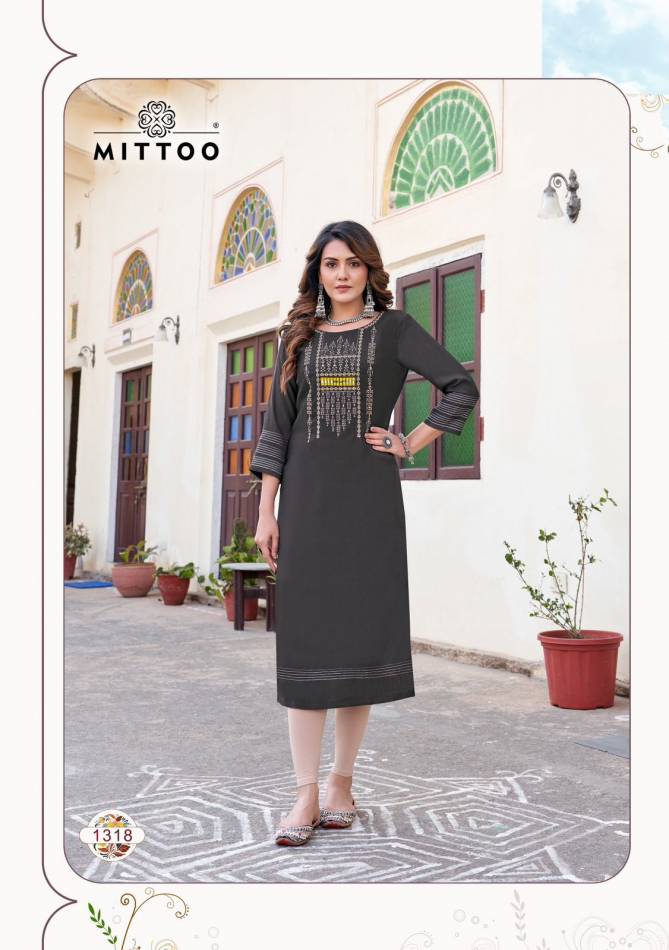 Palak Vol 37 By Mittoo Rayon Embroidery Kurtis Wholesalers In Delhi
